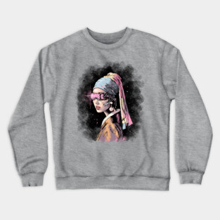 Cyber-Girl with a Pearl Earring Crewneck Sweatshirt