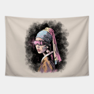 Cyber-Girl with a Pearl Earring Tapestry