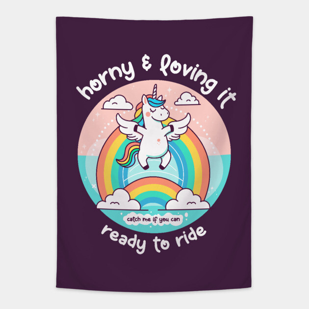 HORNY & LOVING IT Tapestry by Fabrik