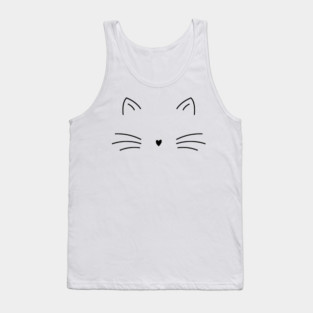 Elegant Minimalist Cat Line Art Tank Top