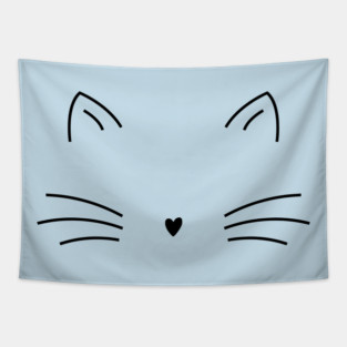 Elegant Minimalist Cat Line Art Tapestry