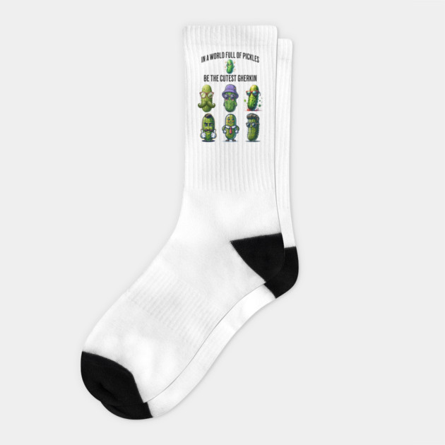 In A World Full of Pickles, Be The Cutest Gherkin design Socks by Luxinda