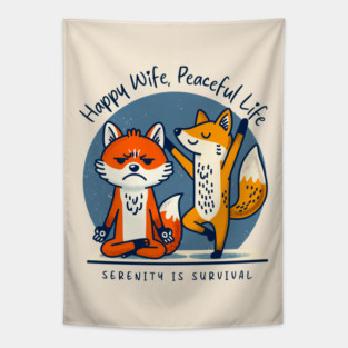 HAPPY WIFE, PEACEFUL LIFE Tapestry