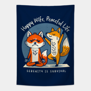 HAPPY WIFE, PEACEFUL LIFE Tapestry