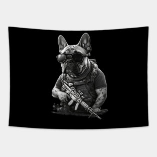 Tactical Frenchie Tapestry