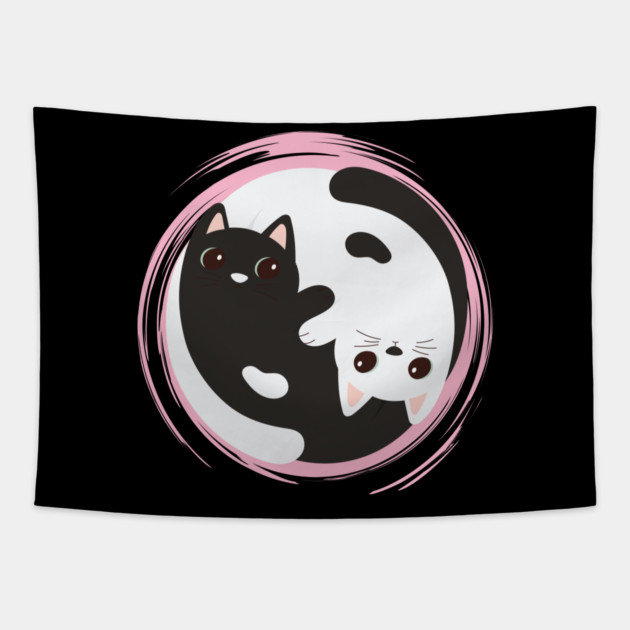 Yin & Yang Meowgic Tapestry by Premachandra's Store