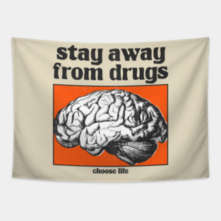 stay away from drugs vintage art Tapestry