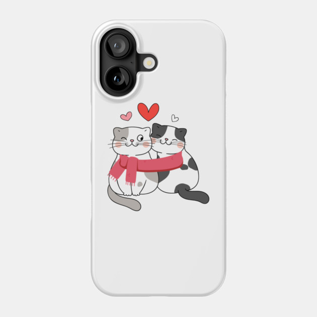 Romantic Kitty Couple Phone Case by Premachandra's Store