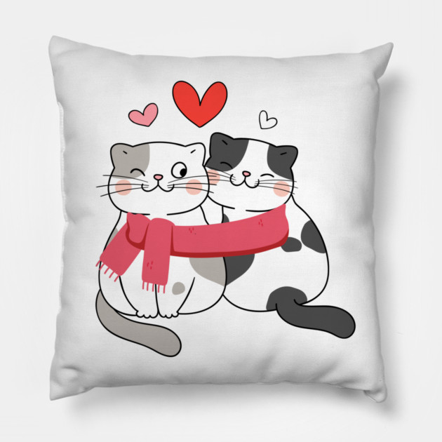 Romantic Kitty Couple Pillow by Premachandra's Store