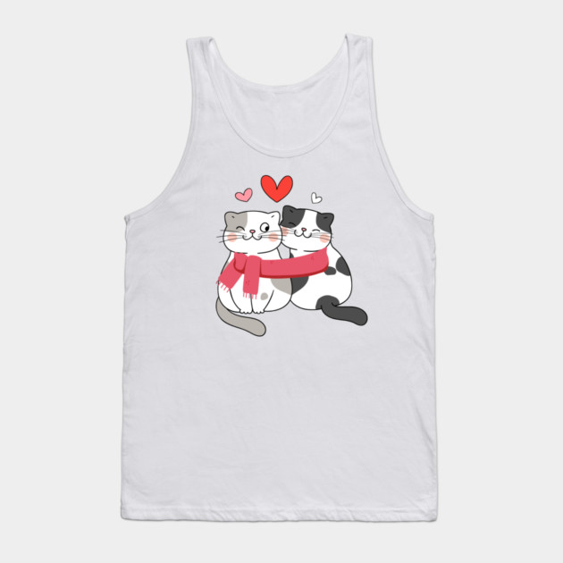 Romantic Kitty Couple Tank Top by Premachandra's Store