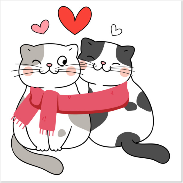 Romantic Kitty Couple Wall Art by Premachandra's Store