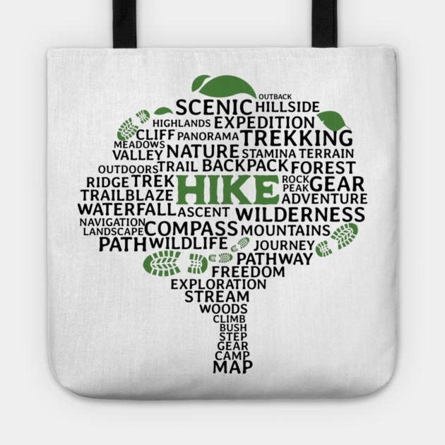 Hike tree made of hiking related words Tote by Vinokurio