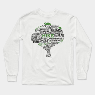 Hike tree made of hiking related words Long Sleeve T-Shirt