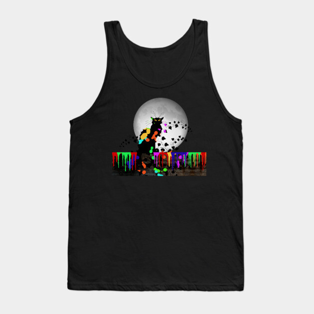 Chat Noir Holi Hai with Full Moon Tank Top by HolidayBug