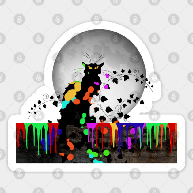 Chat Noir Holi Hai with Full Moon Sticker by HolidayBug