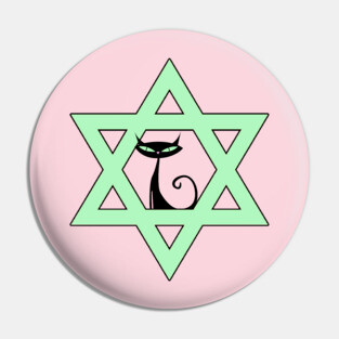 Jewish Kitty Cat Star of David Pin