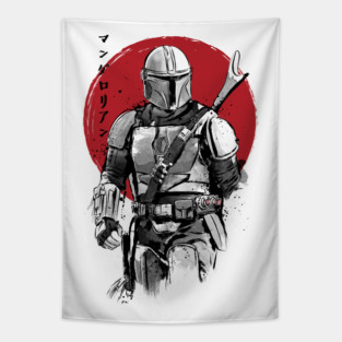 Mandalorian Bounty Hunter sumi e Tapestry