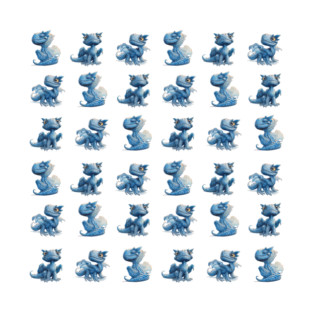 Little blue dragon pattern T-Shirt