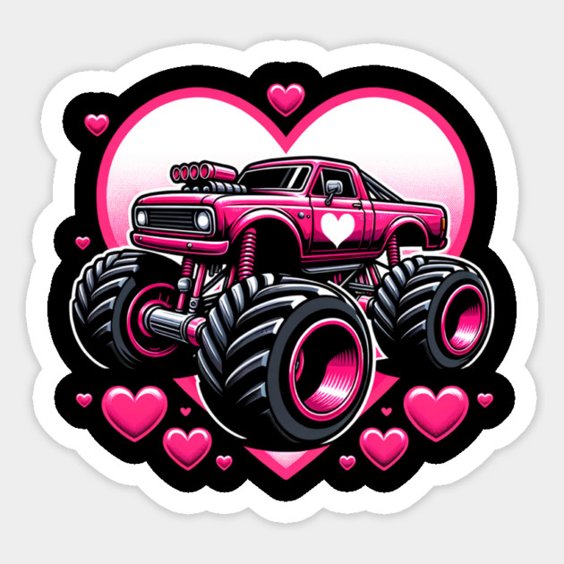 Valentines Day Monster Truck Funny Toddler Boys Sticker by ArtistTee ⭐⭐⭐⭐⭐