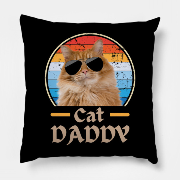 Cool Cat Dad Vibes Pillow by Premachandra's Store