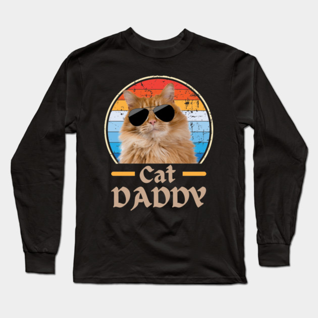 Cool Cat Dad Vibes Long Sleeve T-Shirt by Premachandra's Store