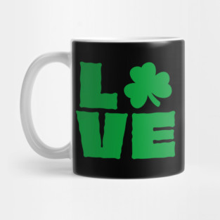 Love Shamrock Typography Green for St Patricks Day Mug