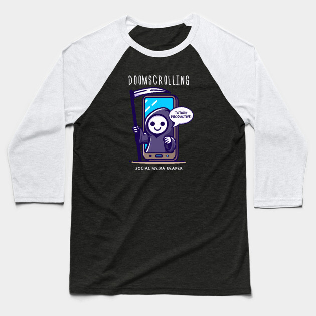 DOOMSCROLLING Baseball T-Shirt by Fabrik