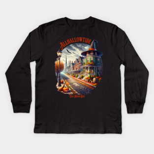 Allhallowtide Witchy Town Kids Long Sleeve T-Shirt
