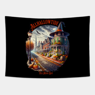 Allhallowtide Witchy Town Tapestry