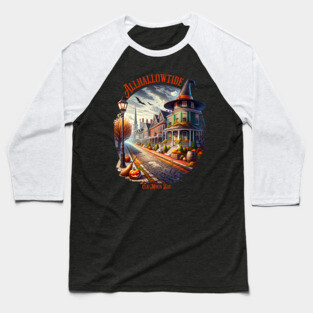 Allhallowtide Witchy Town Baseball T-Shirt