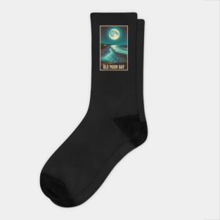 Vintage Old Moon Bay Poster Socks