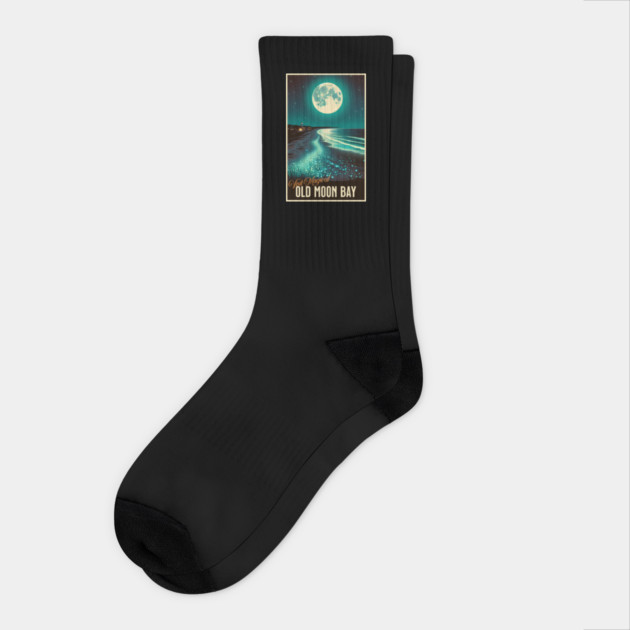 Vintage Old Moon Bay Poster Socks by H. R. Sinclair