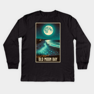 Vintage Old Moon Bay Poster Kids Long Sleeve T-Shirt