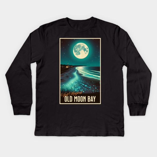 Vintage Old Moon Bay Poster Kids Long Sleeve T-Shirt by H. R. Sinclair