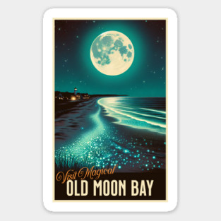 Vintage Old Moon Bay Poster Sticker