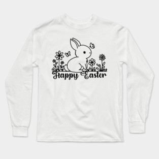 Easter Bunny Doodle Long Sleeve T-Shirt