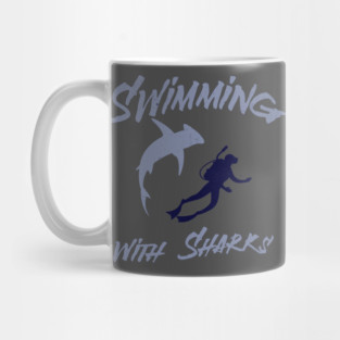 Swimming with Sharks – Scuba Diver and Shark Ocean Adventure Mug
