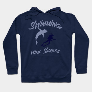 Swimming with Sharks – Scuba Diver and Shark Ocean Adventure Hoodie