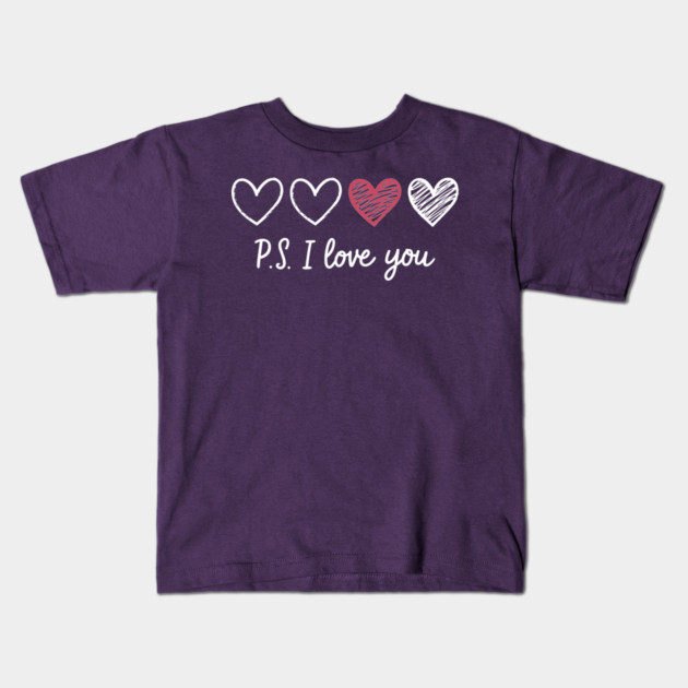 PS I Love You Day Valentine's Day Purple Heart Women Men Kid Kids T-Shirt by AZEERTEE