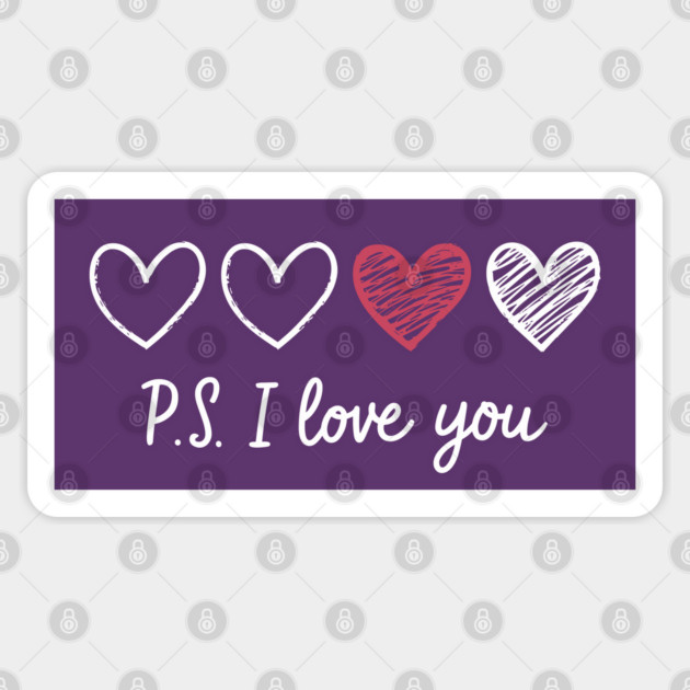 PS I Love You Day Valentine's Day Purple Heart Women Men Kid Sticker by AZEERTEE