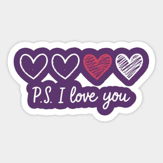 PS I Love You Day Valentine's Day Purple Heart Women Men Kid Magnet by AZEERTEE