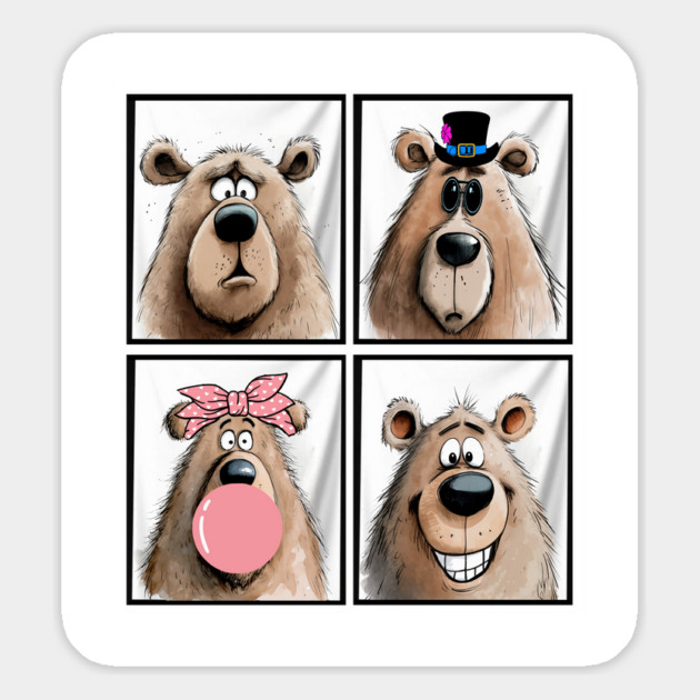 Cute bear posing for selfie photos in a photo booth Magnet by Luxinda