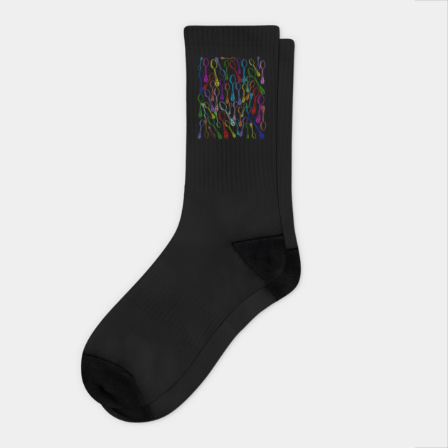 Fork In The Road? Respond to that nonsense with Spoon This! All-over colorful spoons design Socks by Luxinda