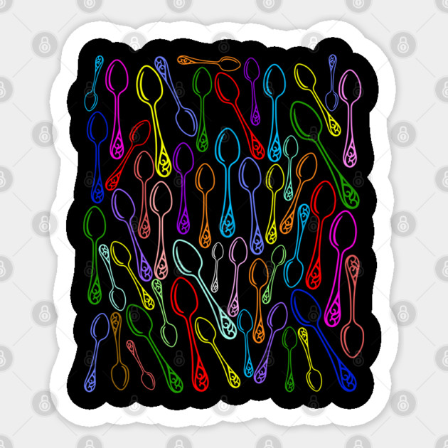 Fork In The Road? Respond to that nonsense with Spoon This! All-over colorful spoons design Sticker by Luxinda