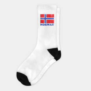 Vintage Norway Flag Distressed Travel Design Socks