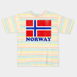 Vintage Norway Flag Distressed Travel Design Kids T-Shirt