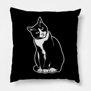Tuxedo Cat Artwork Pillow