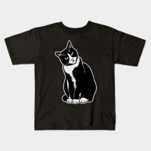 Tuxedo Cat Artwork Kids T-Shirt