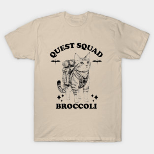 Quest Squad Broccoli Adventure Cat Fantasy Design T-Shirt