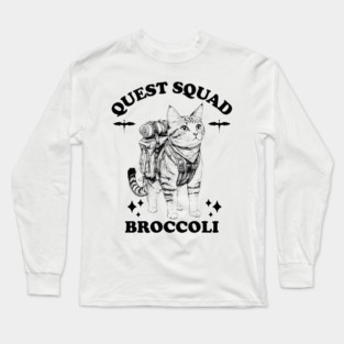 Quest Squad Broccoli Adventure Cat Fantasy Design Long Sleeve T-Shirt